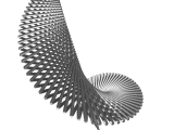 More complex work in progress render of cylinders swept in to a spiral.